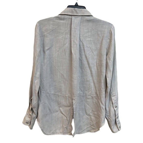 Anthropologie CLOTH & STONE Split Back Blouse Top Bone Colored XS - Picture 3 of 7